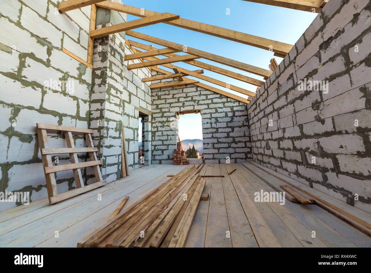 House Interior Under Construction And Renovation Energy Saving