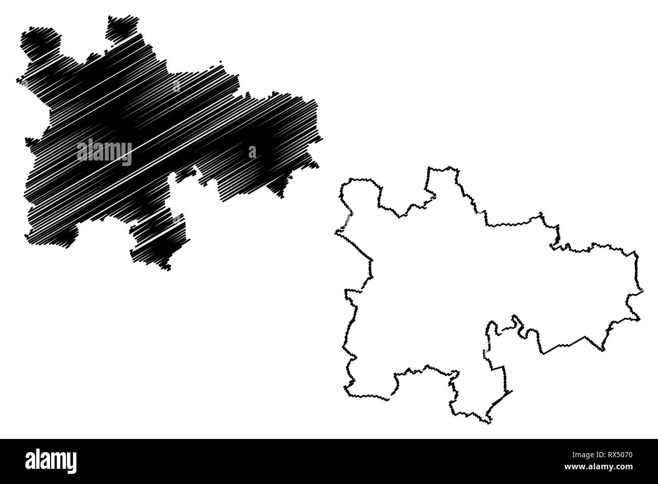 Glasgow (United Kingdom, Scotland, Local government in Scotland) map vector illustration, scribble sketch City and council area Glasgow map Stock Vector