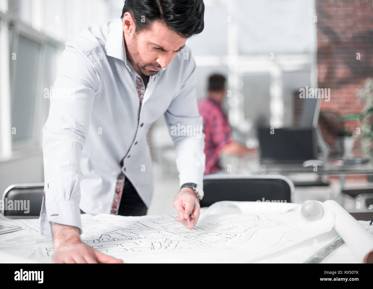 designer in the office working on the project of the architect Stock Photo