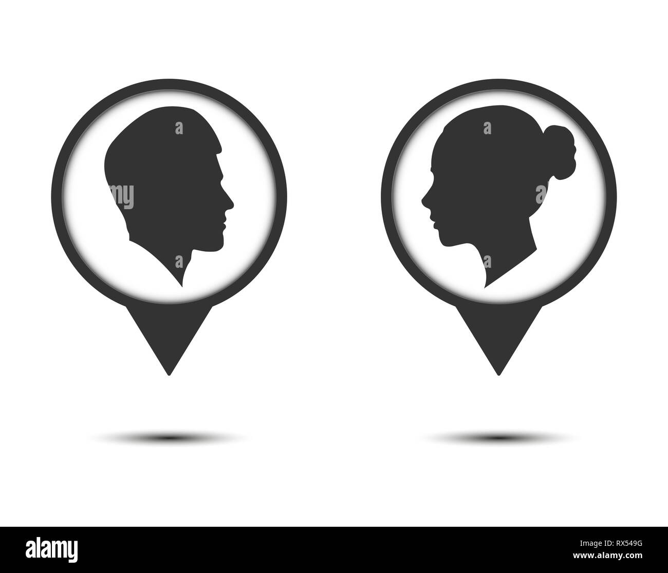 Silhouette of a man and a woman. Flat design. Stock Vector