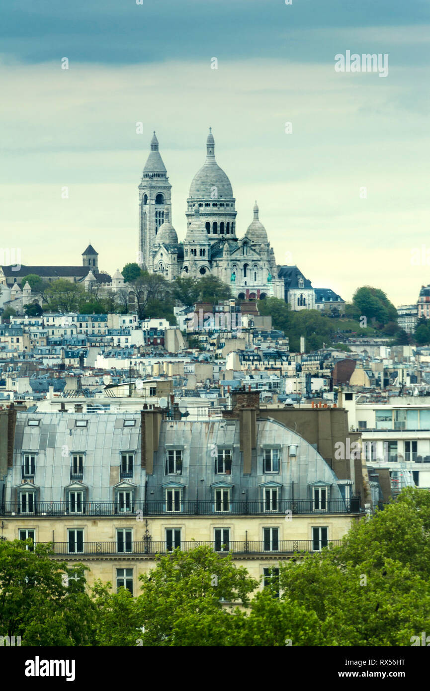 Montmartre and Basilica Sacre Coeur Stock Photo