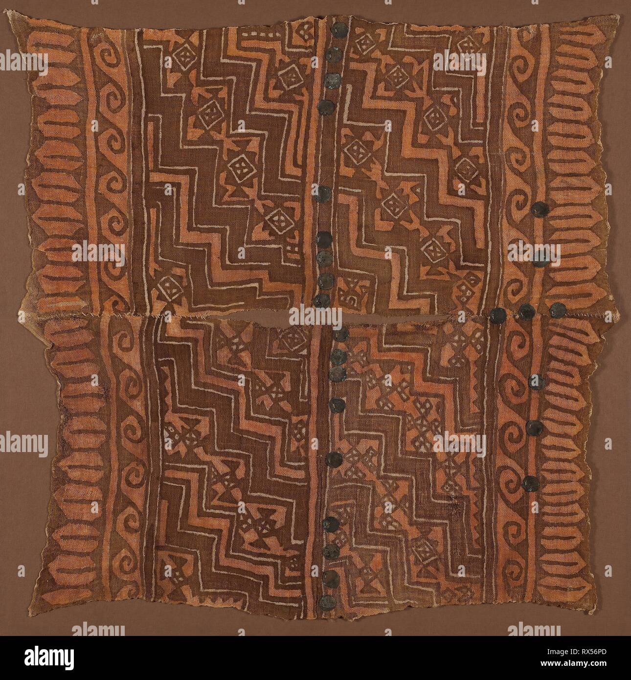 Tunic. Chimú; Possibly Trujillo, north coast, Peru. Date: 1470-1532. Dimensions: 71.4 x 72.4 cm (28 1/8 x 28 1/2 in.). Cotton, plain weave; painted; applied metal ornaments. Origin: Peru. Museum: The Chicago Art Institute. Stock Photo
