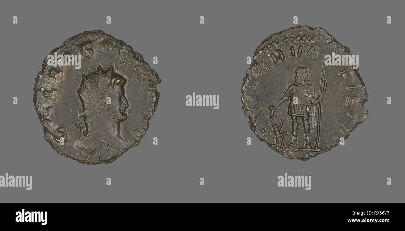 Antoninianus (Coin) Portraying Emperor Gallienus. Roman, minted in Rome. Date: 260 AD-268 AD. Dimensions: Diam. 2.1 cm; 3.14 g. Billon. Origin: Roman Empire. Museum: The Chicago Art Institute. Author: ANCIENT ROMAN. Stock Photo