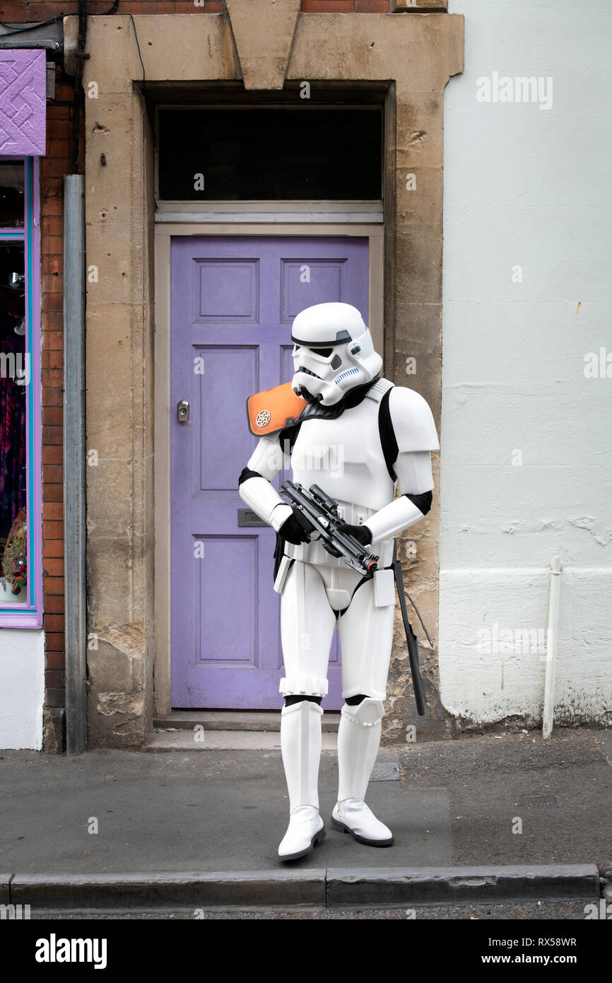 Glastonbury resident dressed as a Stormtrooper from Star Wars Stock Photo
