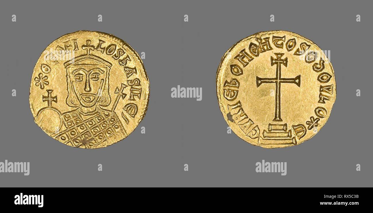 Solidus (Coin) of Theophilus. Byzantine, minted in Constantinople. Date: 829 AD-831 AD. Dimensions: Diam. 2.1 cm; 4.40 g. Gold. Origin: Byzantine Empire. Museum: The Chicago Art Institute. Stock Photo