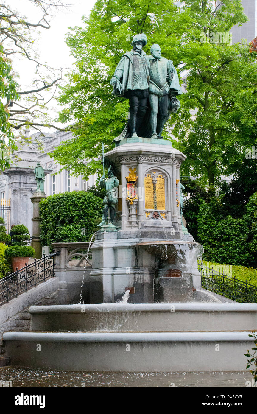 Europe, Belgium, Brussels, Square du Petit Sablon, the statues of the  Counts of Egmont and Hornes Stock Photo - Alamy