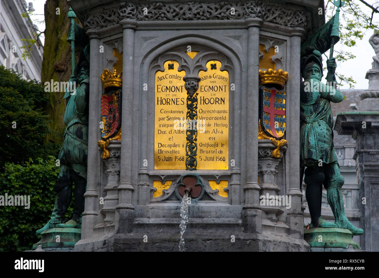 Europe, Belgium, Brussels, Square du Petit Sablon, the statues of the Counts of Egmont and Hornes Stock Photo