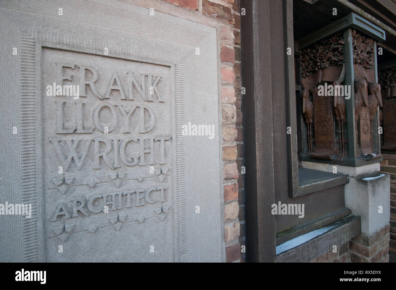 America, United States, Illinois, Chicago, Oak Park Frank Lloyd Wright Home and Studio Stock Photo