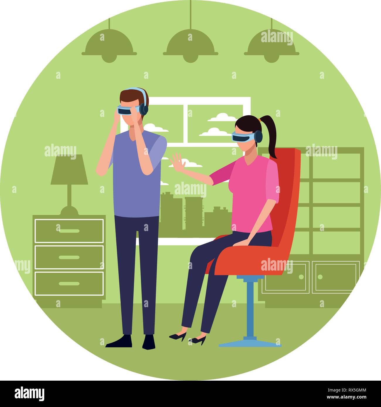 People playing with virtual reality technology Stock Vector Image & Art ...