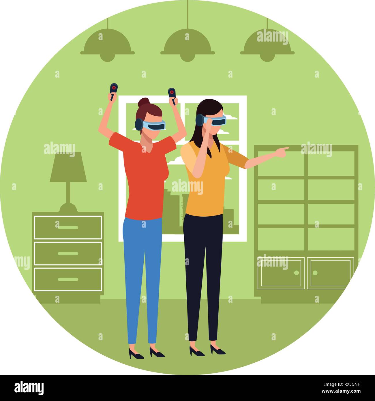 People playing with virtual reality technology Stock Vector Image & Art ...
