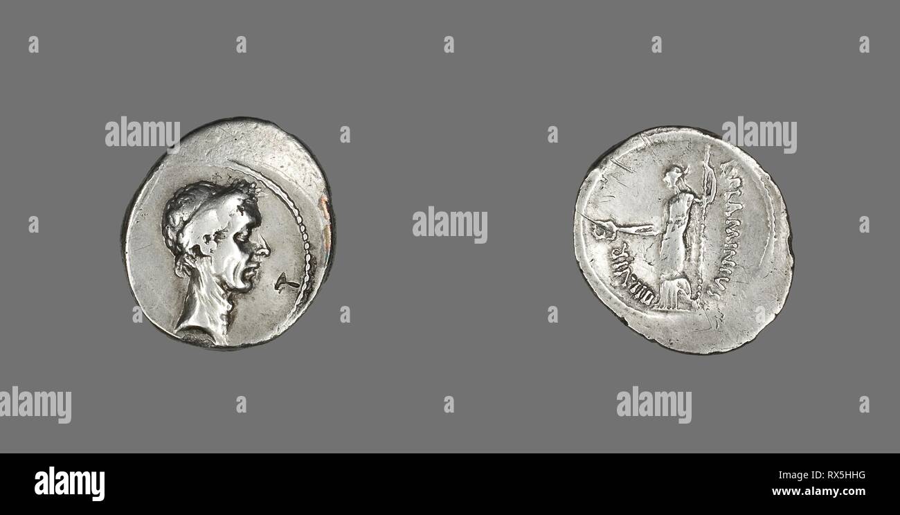 Denarius (Coin) Portraying Julius Caesar. Roman, minted in Rome. Date: 43 BC. Dimensions: Diam. 2.1 cm; 3.66 g. Silver. Origin: Italy. Museum: The Chicago Art Institute. Author: ANCIENT ROMAN. Stock Photo
