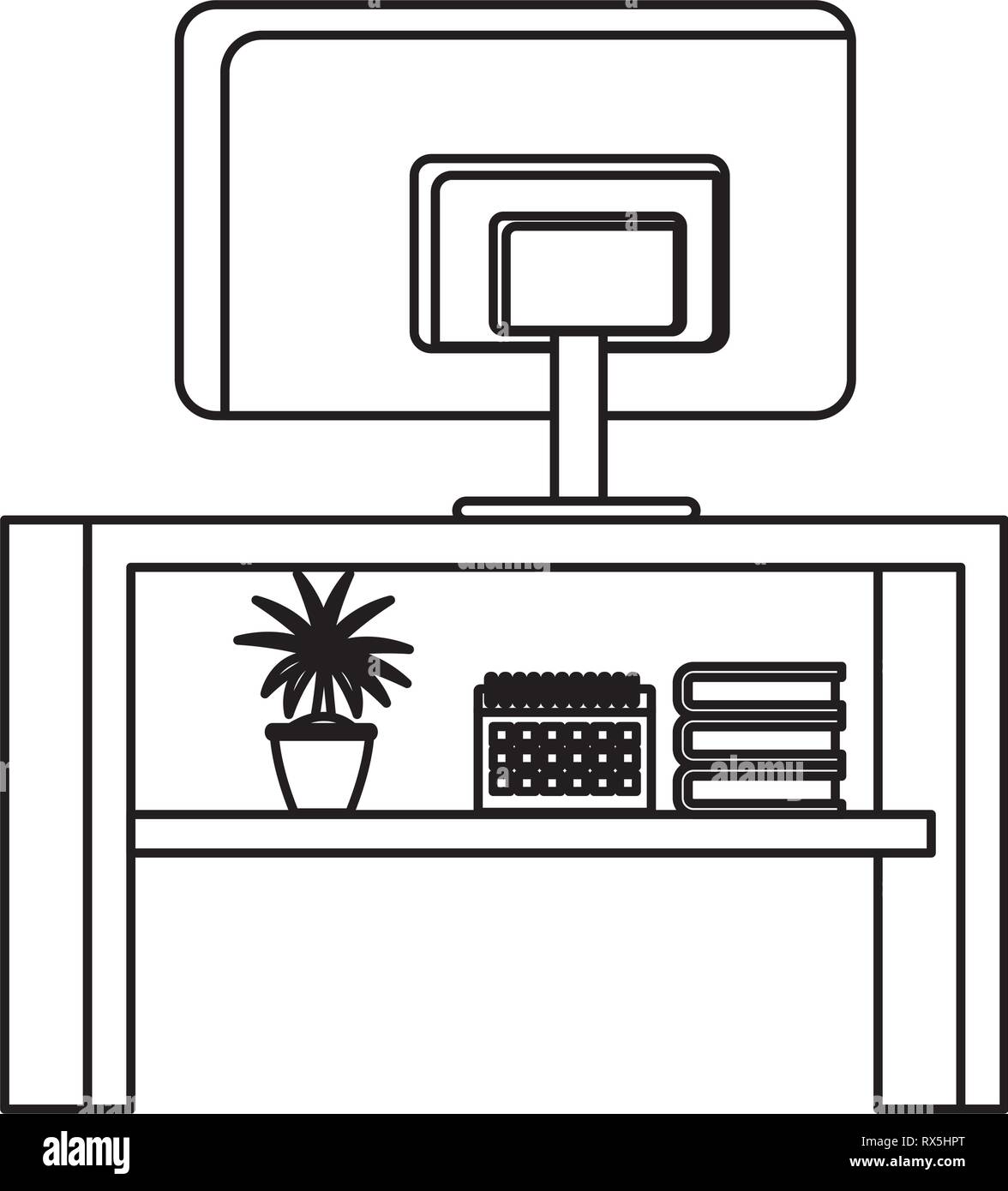 Television Shelf Decoration In Black And White Stock Vector Image Art Alamy