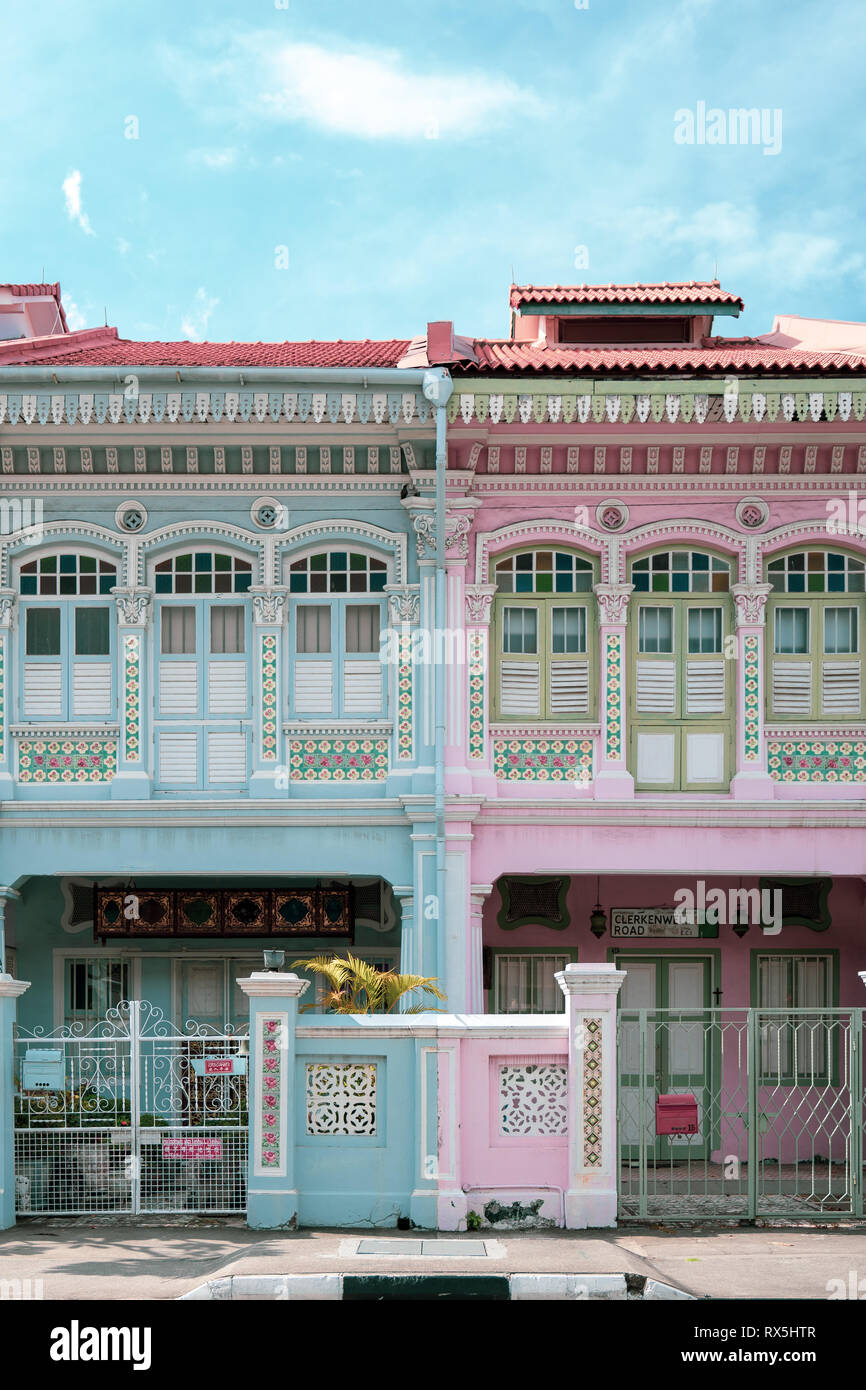 Colourful Shophouse Life In Katong Singapore Stock Photo Alamy