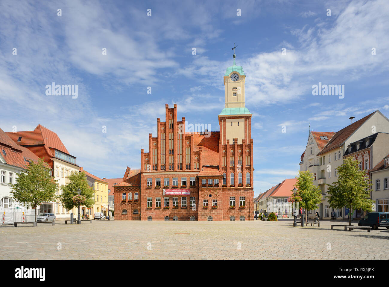 Town Hall and market place, Wittstock, Wittstock an der Dosse, Brandenburg, Germany Stock Photo