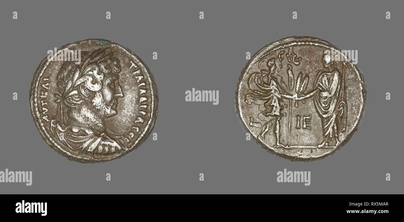 Tetradrachm (Coin) Portraying Emperor Hadrian. Roman, minted in Alexandria, Egypt. Date: 131 AD. Dimensions: Diam. 2.5.cm; 13.21 g. Billon. Origin: Alexandria. Museum: The Chicago Art Institute. Author: ANCIENT ROMAN. Stock Photo