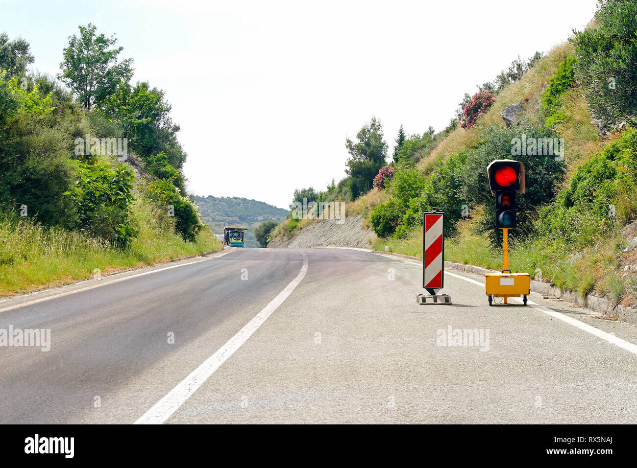 Red traffic light signal for road maintenance Stock Photo Alamy