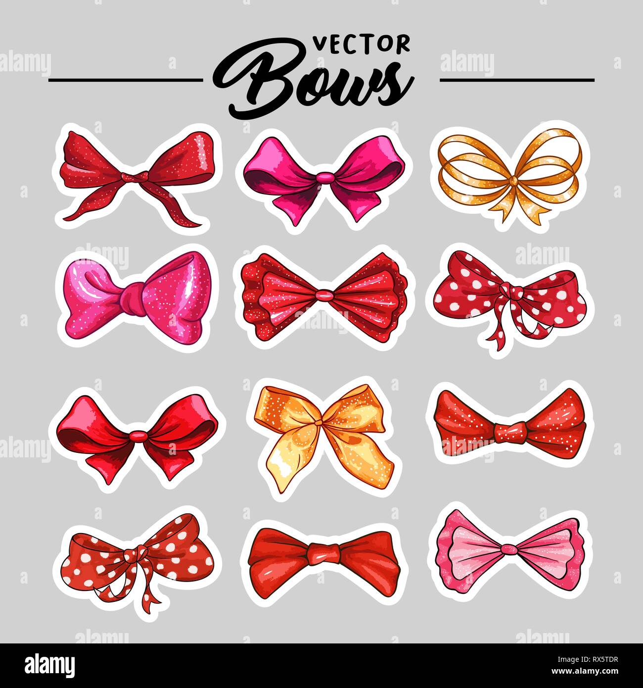 Free Ribbons and Bows Design Elements in Neon Red