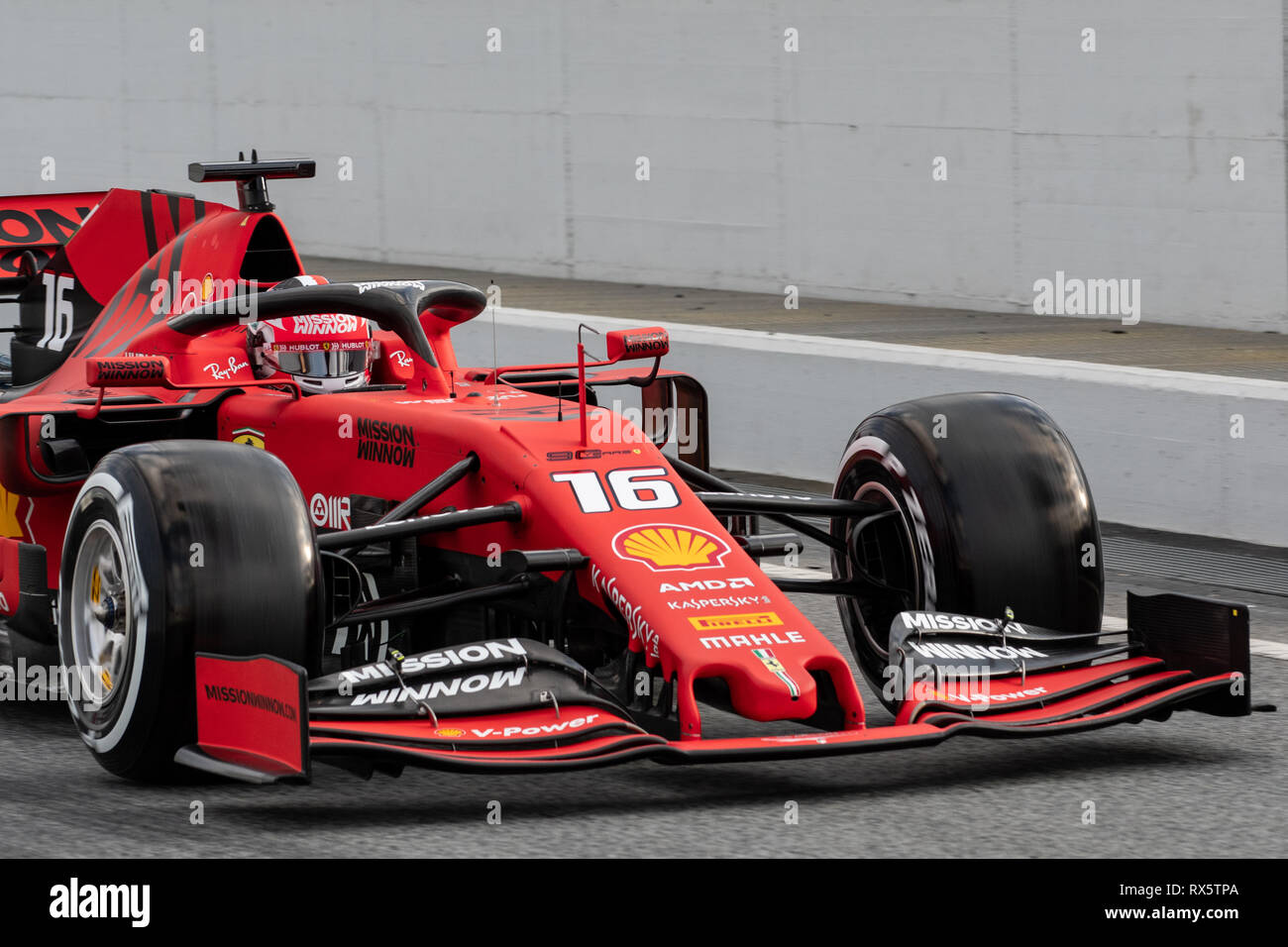 Barcelona, Spain. 19th February, 2019. Charles Leclerc from Monaco