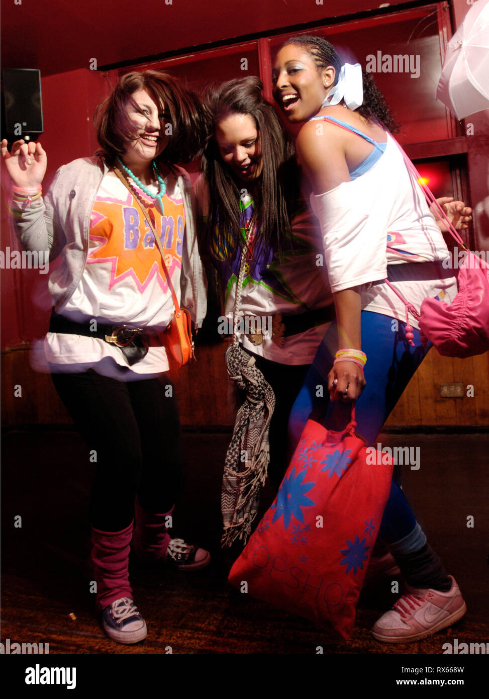 Girls in leggings at La Scala, North London. 11.03.07 Stock Photo - Alamy