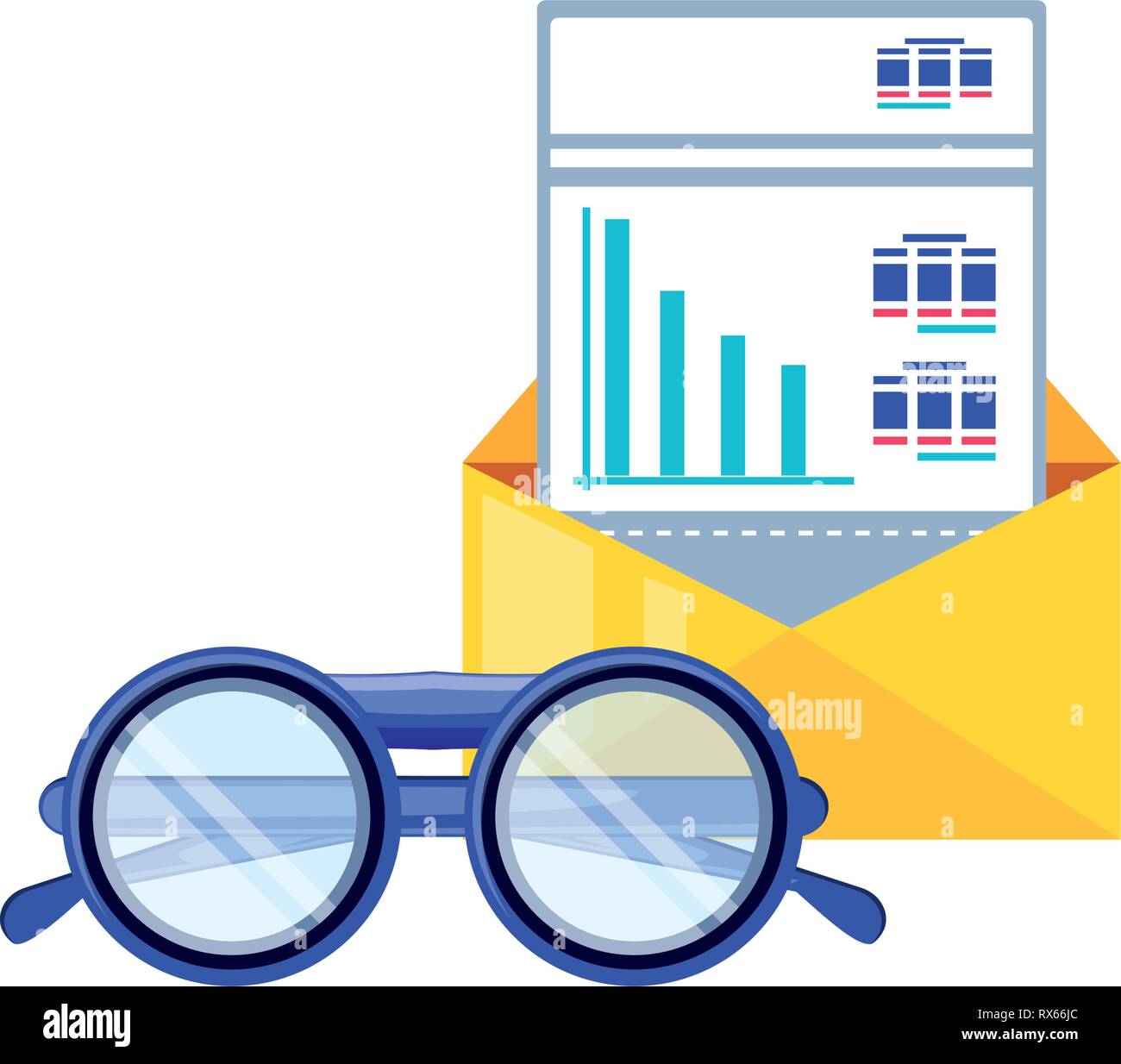 optical eyeglasses with envelope mail vector illustration design Stock