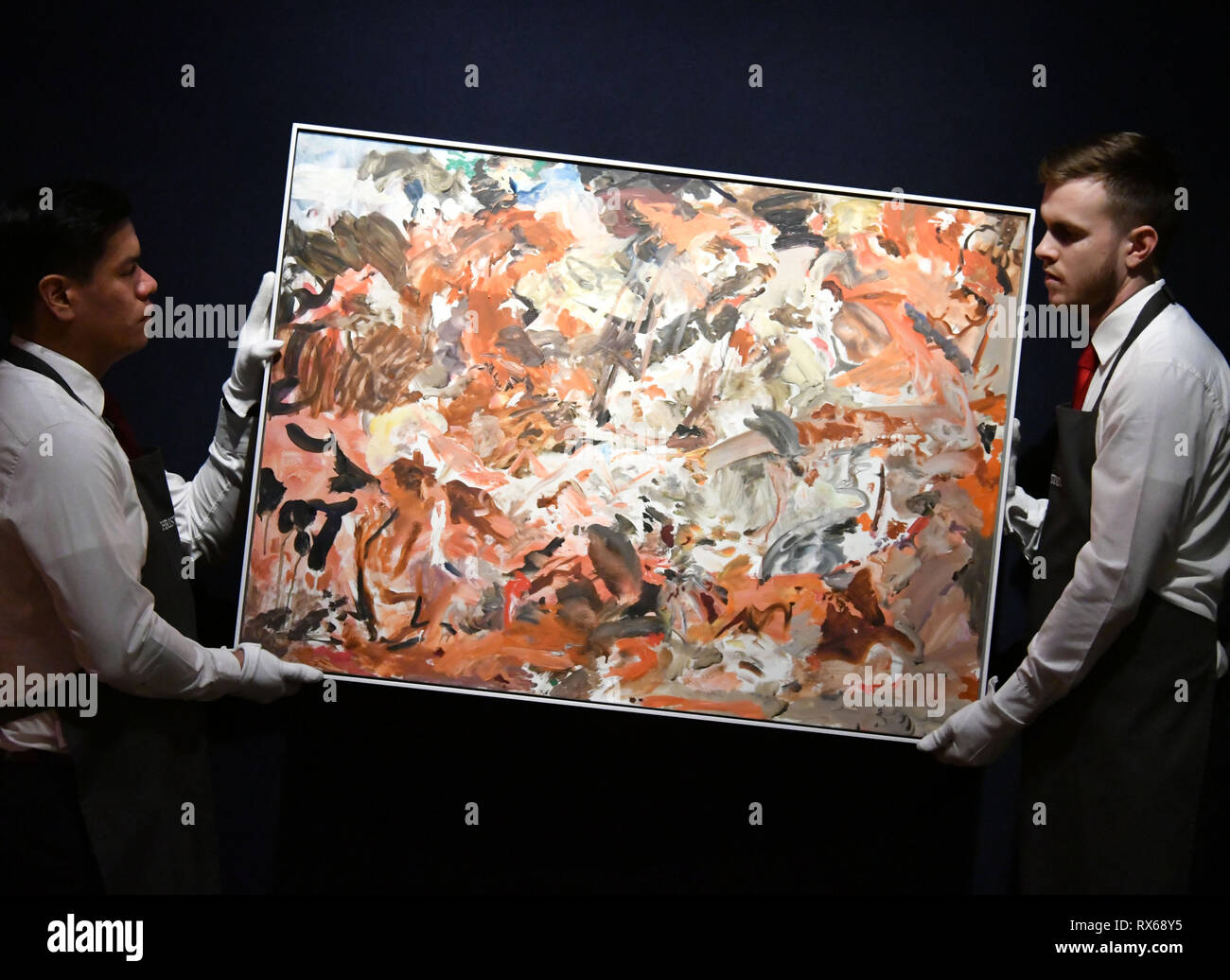 PLEASE NOTE ALL IMAGES UNDER EMBARGO UNTIL FRIDAY 8 MARCH AT 23:00. London, UK. 8th Mar 2019.  Cecily Brown, Yet to be titled, Estimate £350,000 - 550,000 at Christie’s exhibition of art from the collection of the late George Michael, featuring works by Damien Hirst, Tracey Emin and Marc Quinn, from its upcoming The George Michael Collection Evening and Online Auctions, on view to the public from 9-15 March 2019. Credit: Nils Jorgensen/Alamy Live News Stock Photo