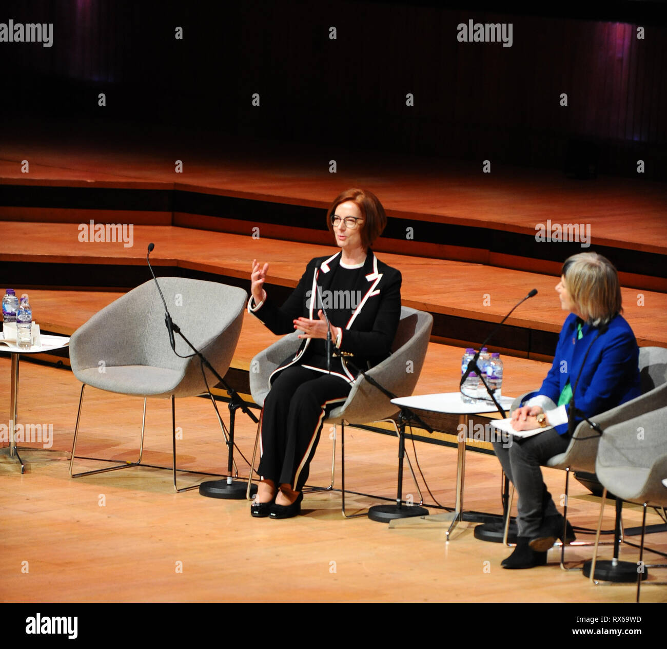 March 8, 2019 - London, United Kingdom - Julia Gillard (L) and Jude Kelly (R) seen speaking during the Women of the World Festival in Southbank London. (Credit Image: © Terry Scott/SOPA Images via ZUMA Wire) Stock Photo