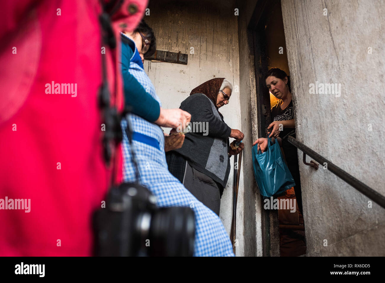 Viseu, Lazarim, Portugal. 2nd Mar, 2019. Village woman seen selling