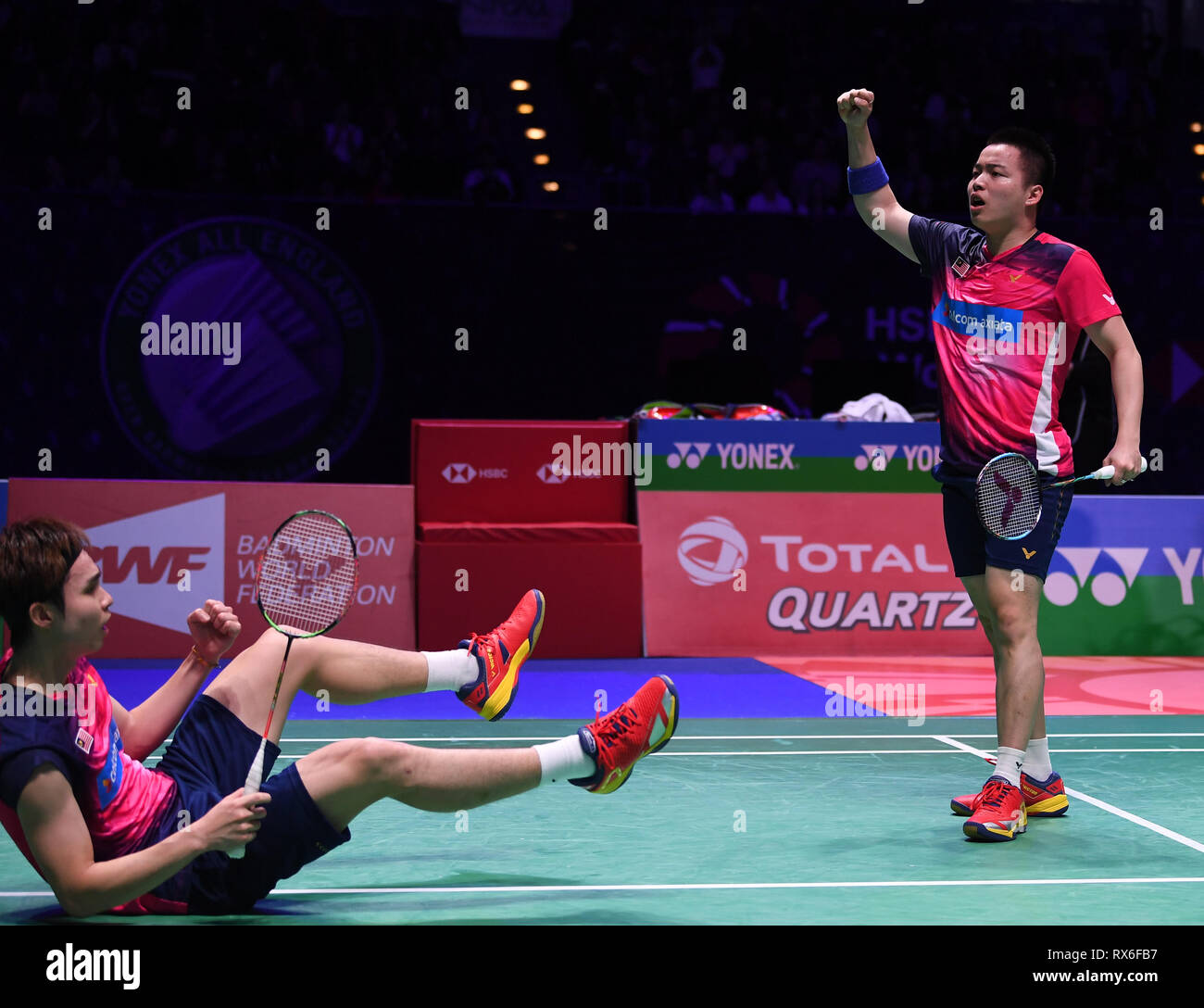 Arena Birmingham Birmingham Uk 8th Mar 2019 Yonex All England Open Badminton Championships Day 3 Mens Doubles Match Liu Cheng And Zhang Nan Of China Versus Aaron Chia And Soh Wooi Yik