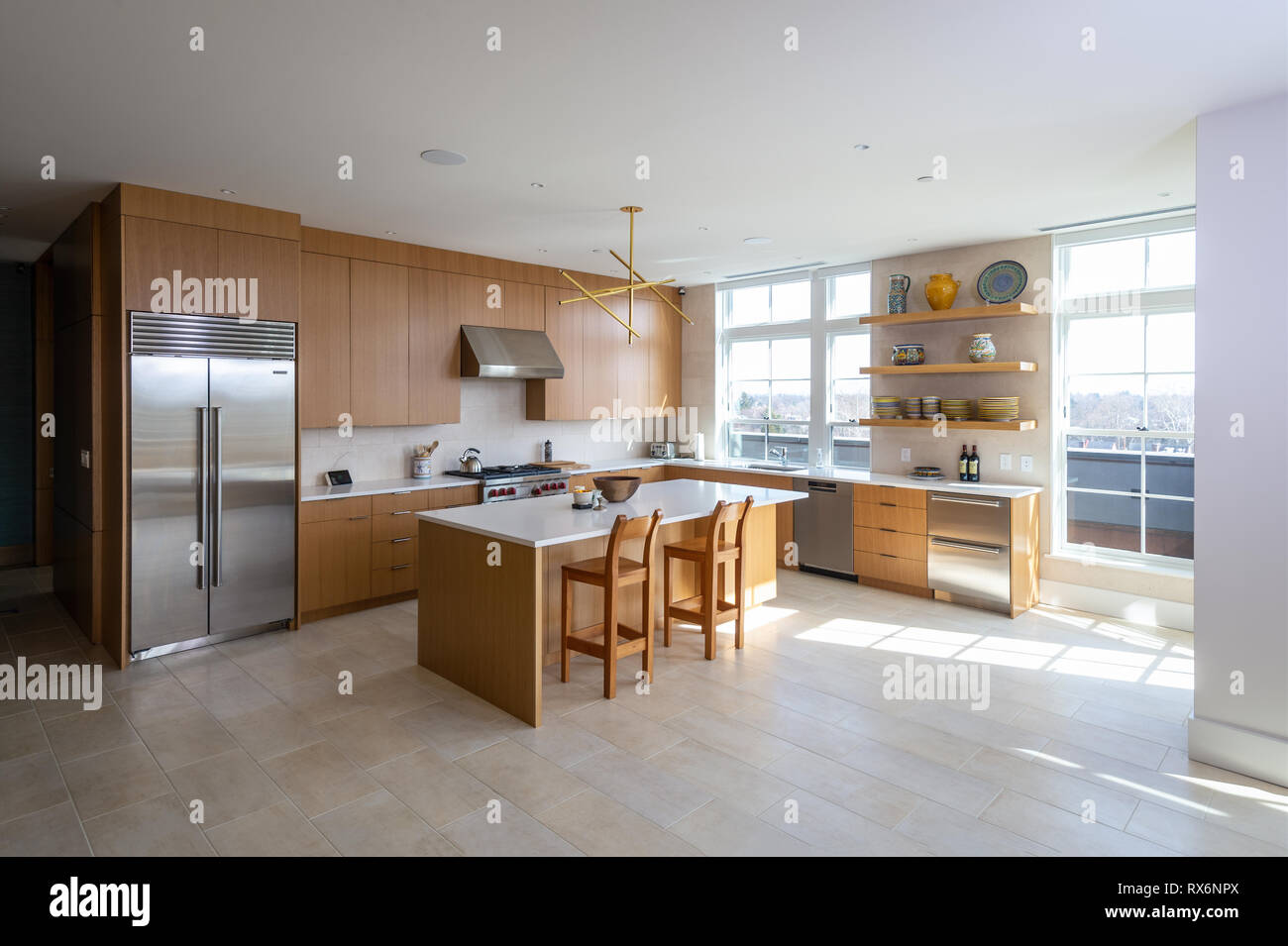 Large Open Kitchen Home Interior Stock Photo - Alamy