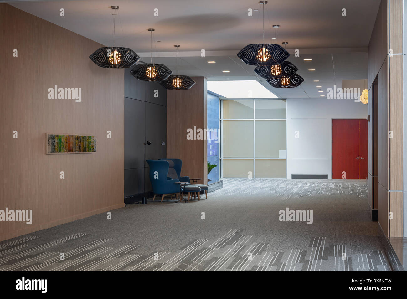 Large Modern Hallway In Commercial Office Building Stock Photo