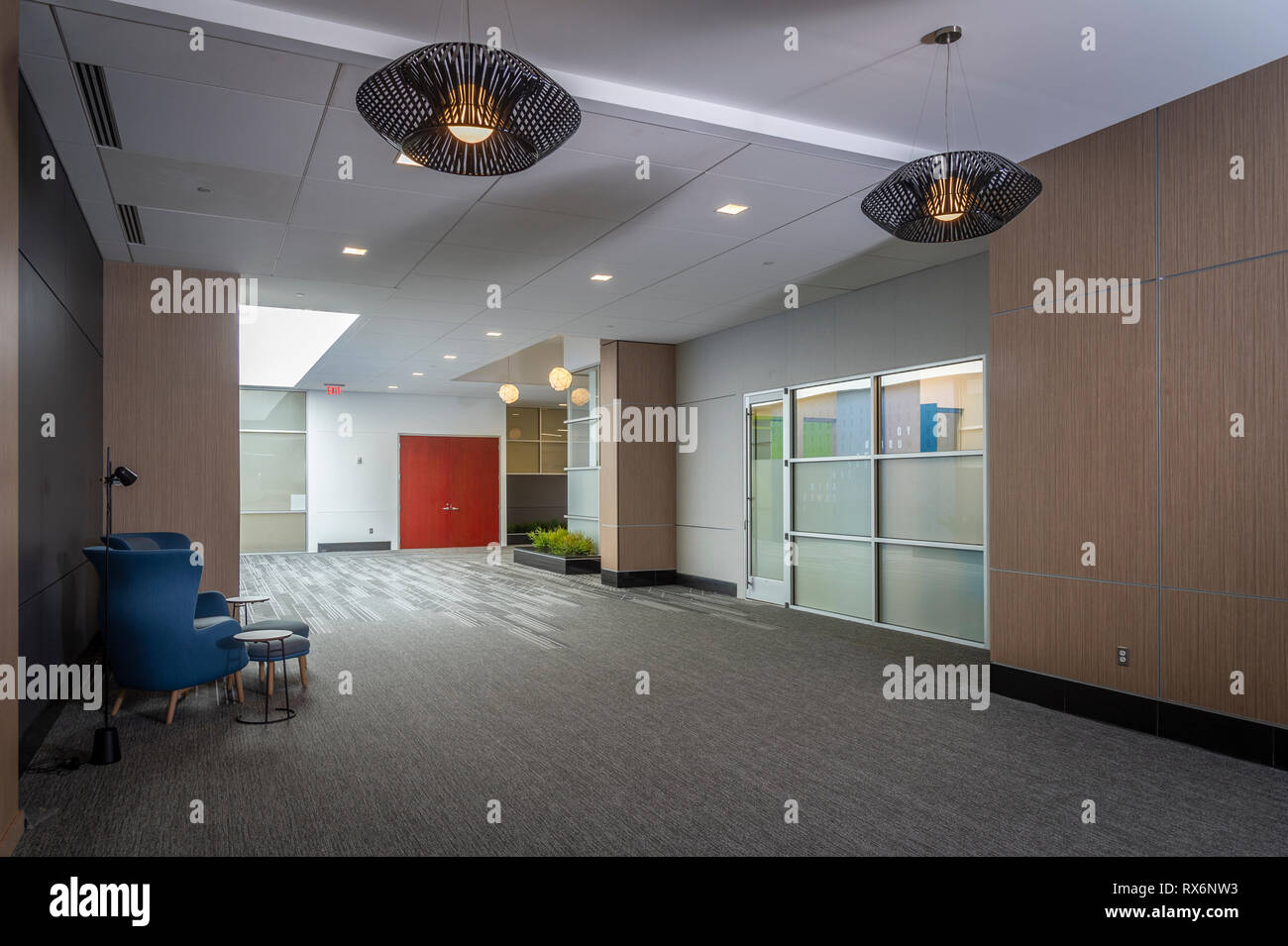 Large Modern Hallway In Commercial Office Building Stock Photo