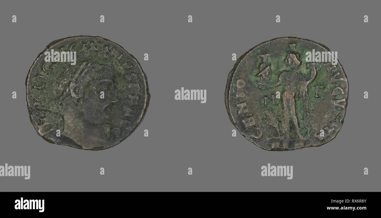 Follis (Coin) Portraying Emperor Licinius. Roman, minted in Alexandria. Date: 312 AD. Dimensions: Diam. 2.1 cm; 3.45 g. Bronze. Origin: Roman Empire. Museum: The Chicago Art Institute. Author: ANCIENT ROMAN. Stock Photo