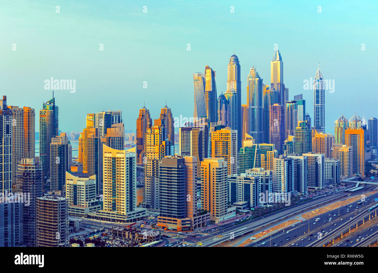 Amazing rooftop view on Dubai Marina skyscrapers, Dubai, United Arab Emirates Stock Photo Alamy
