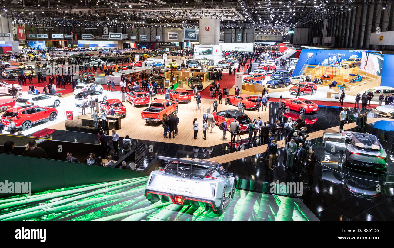 GENEVA, SWITZERLAND - MARCH 6, 2019: View of the 89th Geneva International Motor Show. Stock Photo