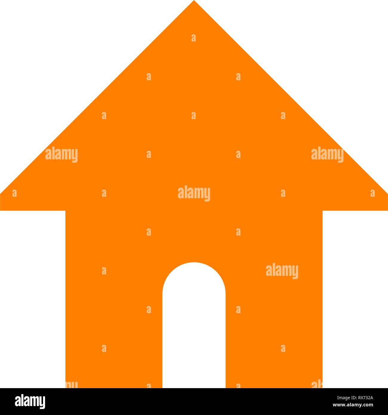 Home symbol icon - orange simple, isolated - vector illustration Stock ...