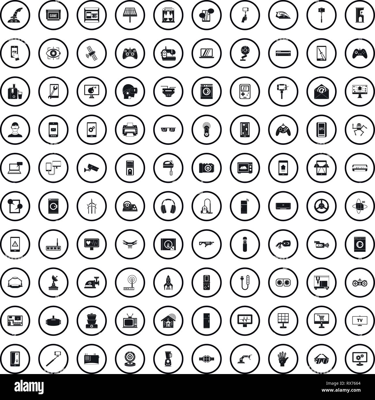 100 software engineering icons set, simple style  Stock Vector