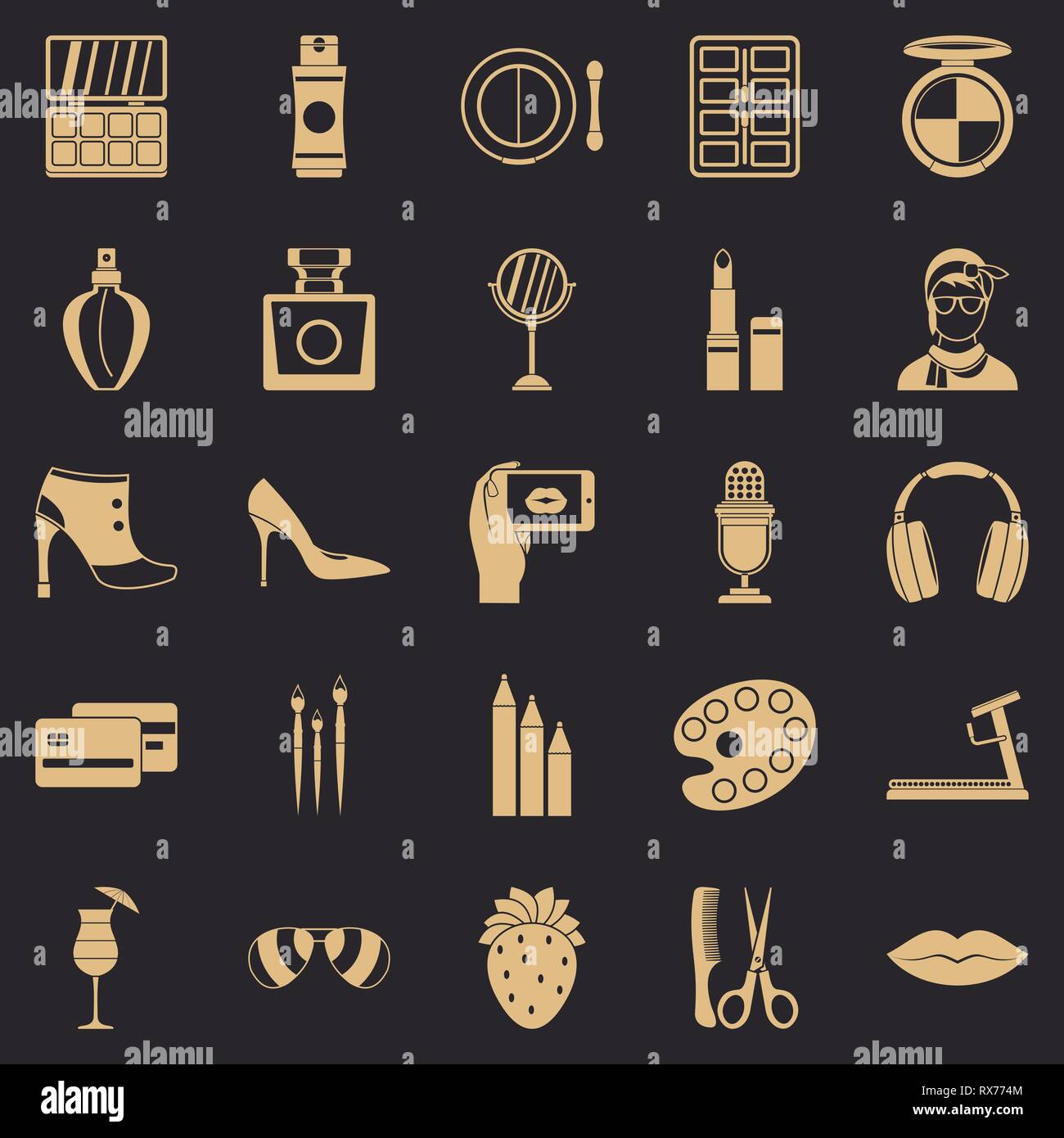 Hangout icons set, simple style Stock Vector