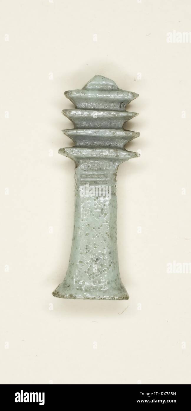 Amulet of a Djed Pillar. Egyptian. Date: 1070 BC-656 BC. Dimensions: 1.9 × 0.6 × 0.5 cm (3/4 × 1/4 × 3/16 in.). Faience. Origin: Egypt. Museum: The Chicago Art Institute. Author: Ancient Egyptian. Stock Photo