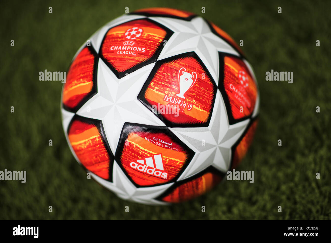 Close up of Adidas UEFA Champions League Final Football. Madrid 2019 Stock  Photo - Alamy