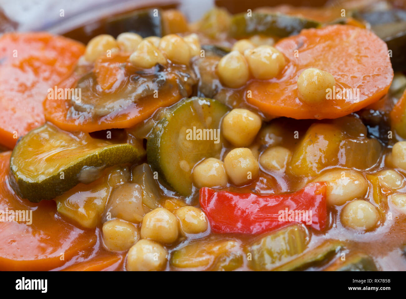 vegan meal with vegetables and chickpeas macro Stock Photo