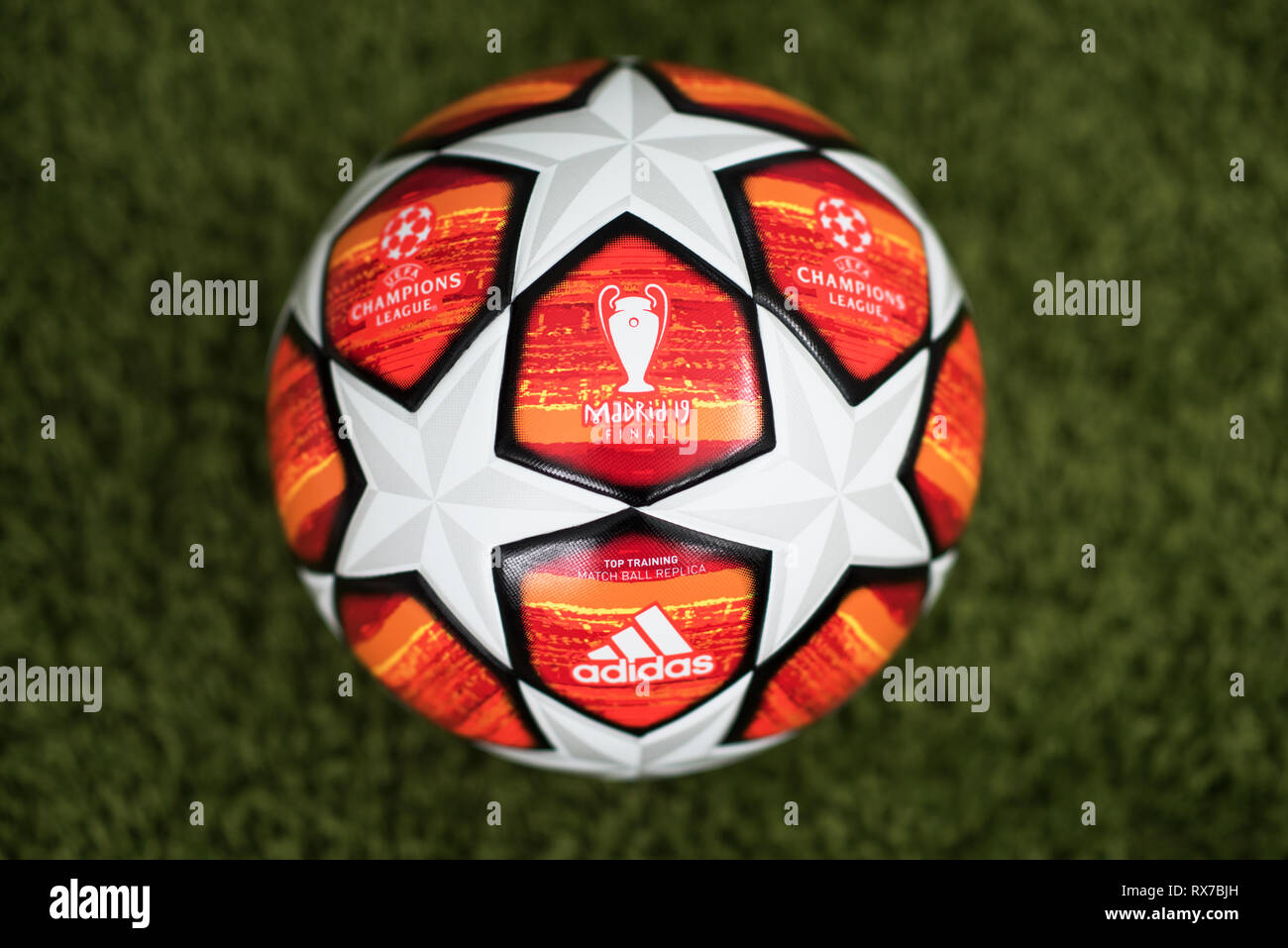 Close up of Adidas UEFA Champions League Final Football. Madrid 2019 Stock  Photo - Alamy
