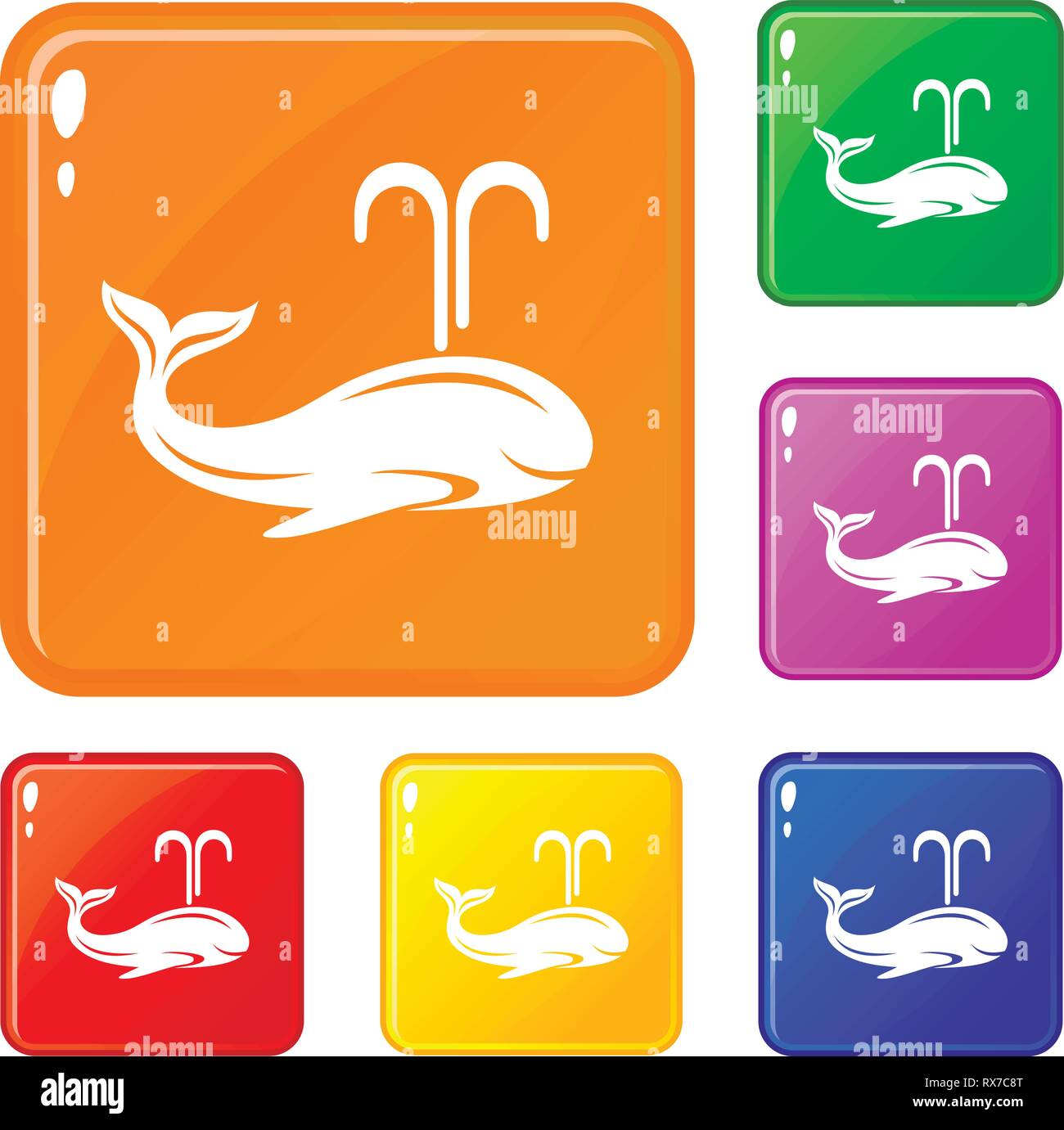 Whale icons set vector color Stock Vector Image & Art - Alamy