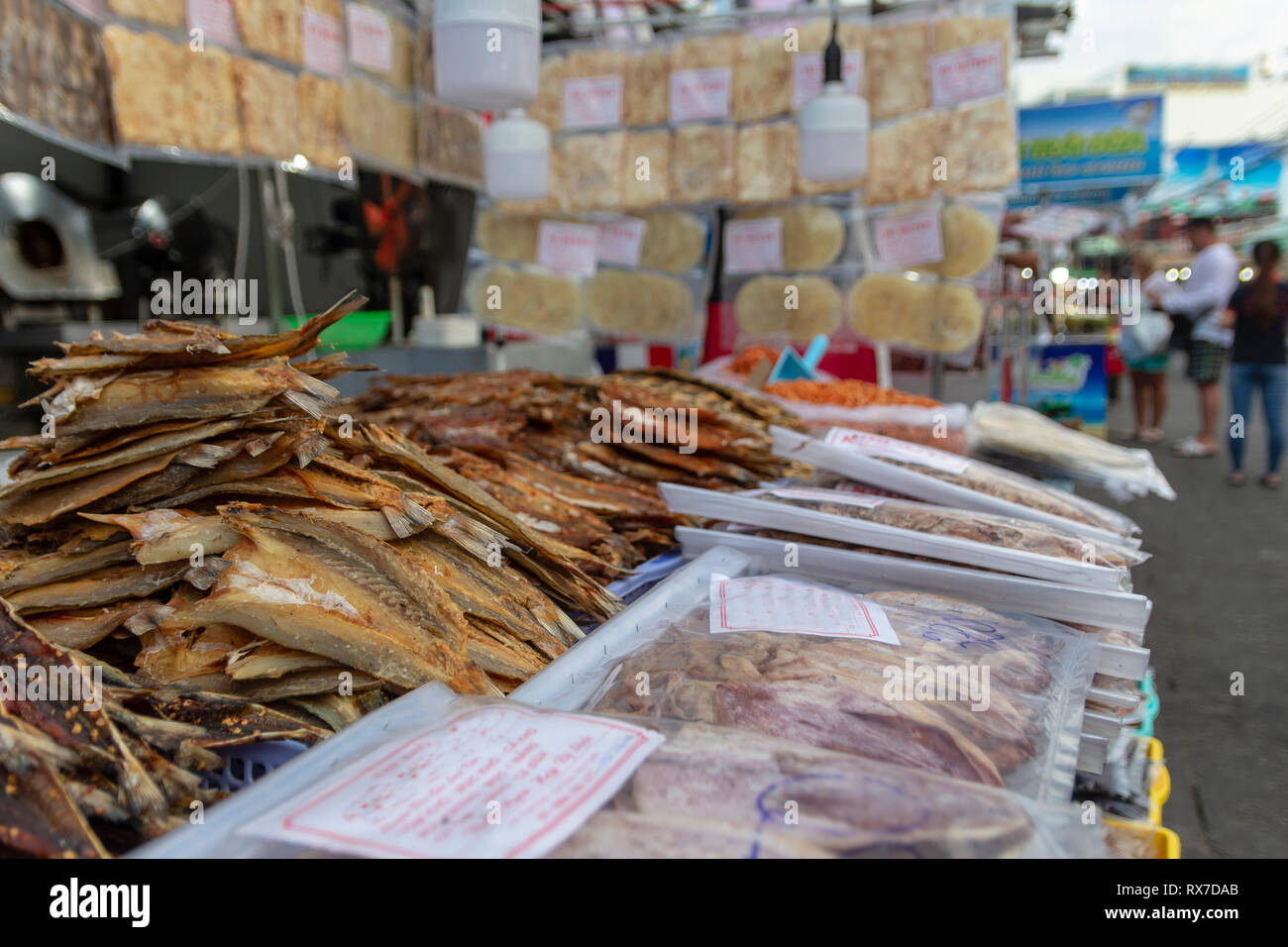 Dried fish on street market, picture from Ham Ninh city Phu Quoc Island