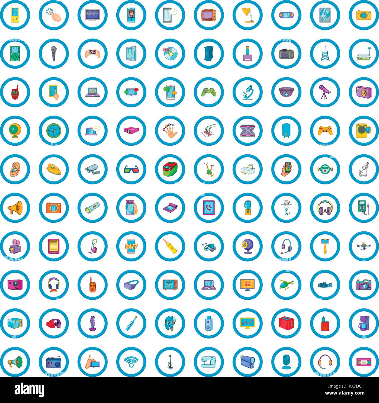 100 electronic device icons set, cartoon style Stock Vector Image & Art ...