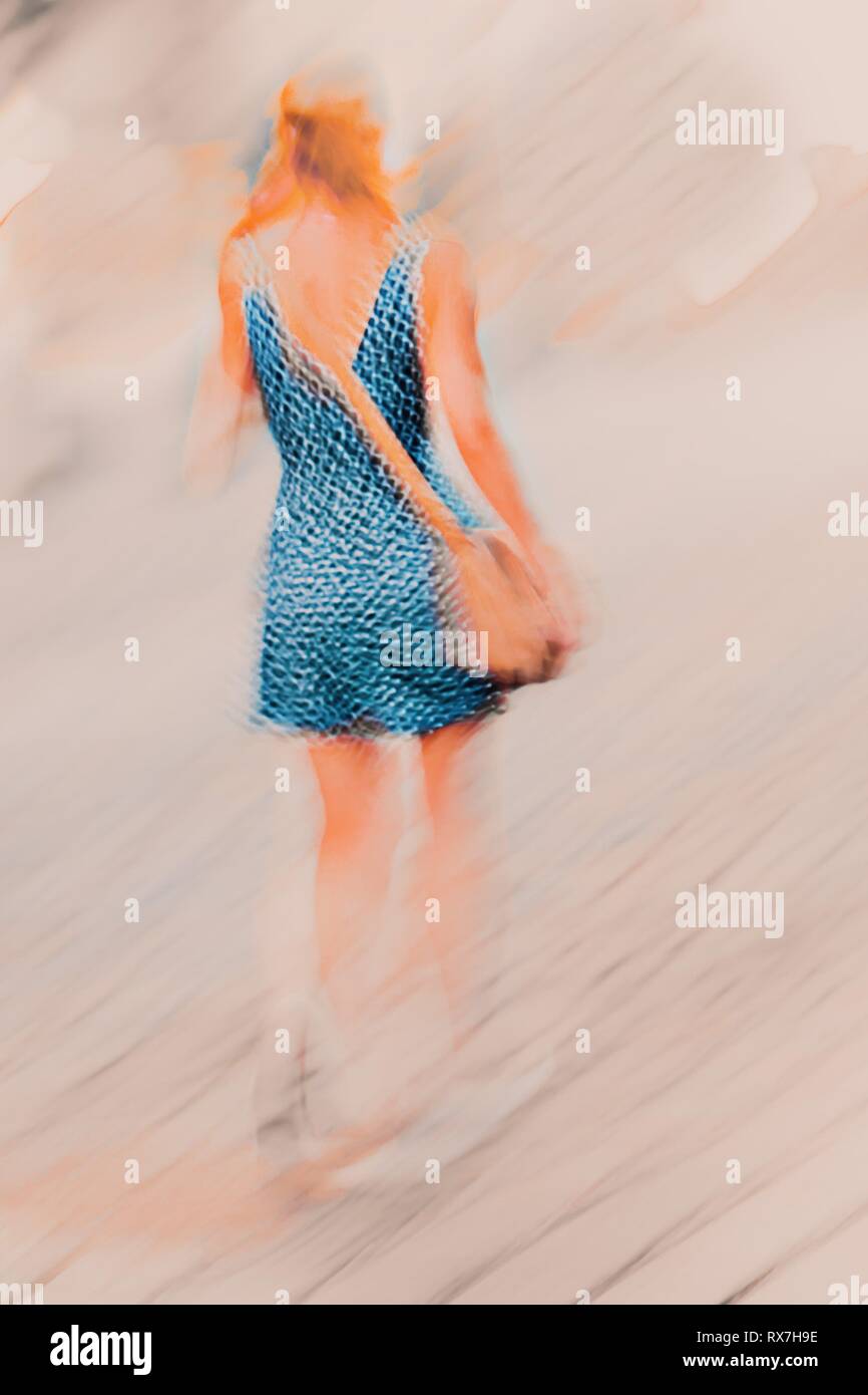 Woman in short skirt walking hi-res stock photography and images - Alamy