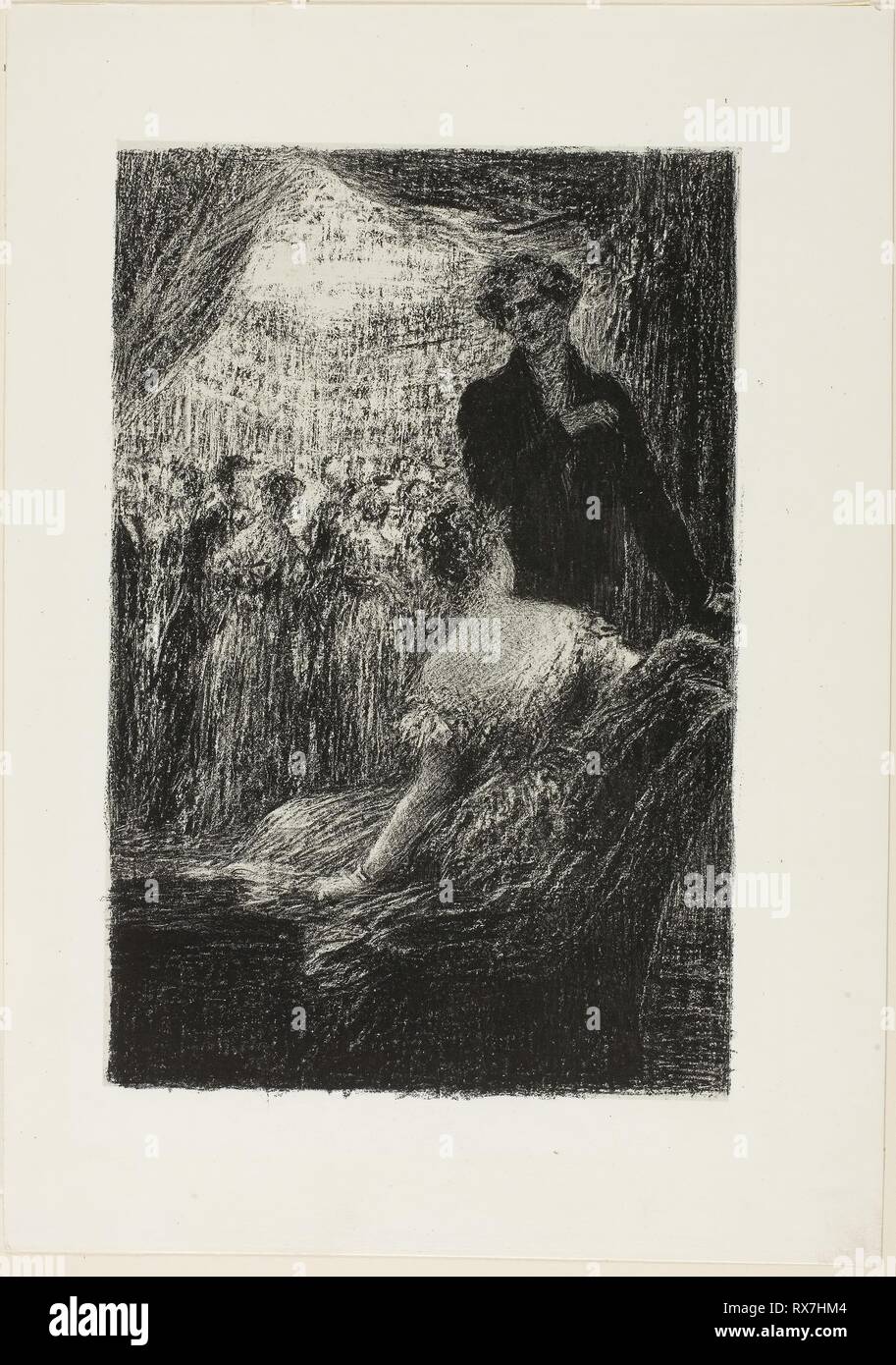 Symphonie Fantastique: A Ball, from Hector Berlioz, sa vie et ses oeuvres. Henri Fantin-Latour; French, 1836-1904. Date: 1888. Dimensions: 234 × 155 mm (image); 307 × 217 mm (sheet). Lithograph in black on off-white China paper, laid down on white wove paper (chine collé). Origin: France. Museum: The Chicago Art Institute. Stock Photo