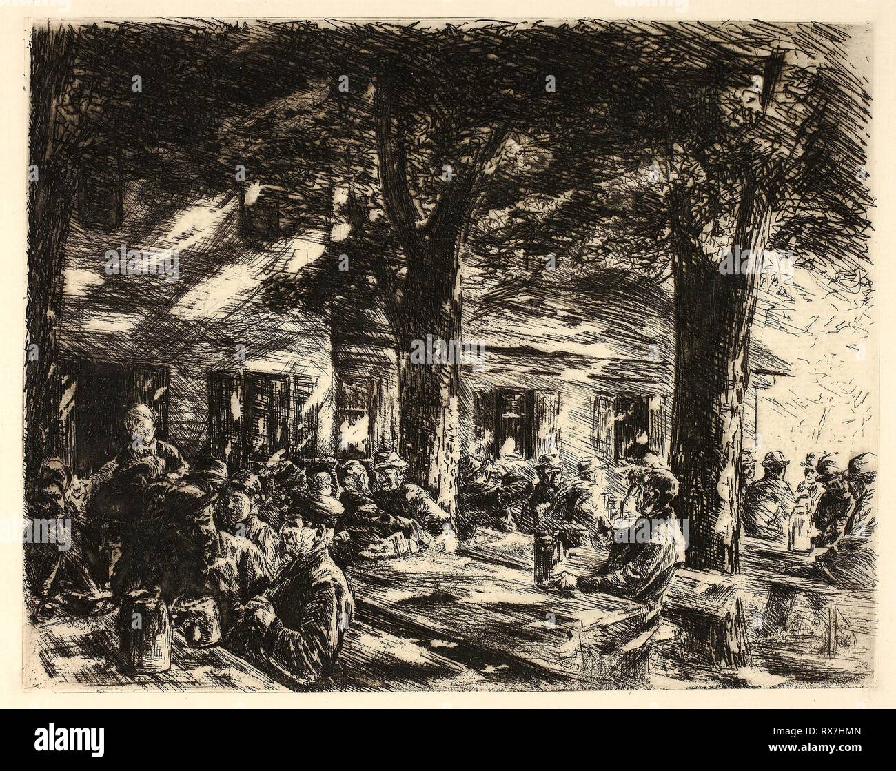Beer Garden in Rosenheim. Max Liebermann (German, 1847-1935); later  published by Pan (German and French, 1895-1900). Date: 1895. Dimensions: 178  x 226 mm (imageplate); 283 x 376 mm (sheet). Etching on cream
