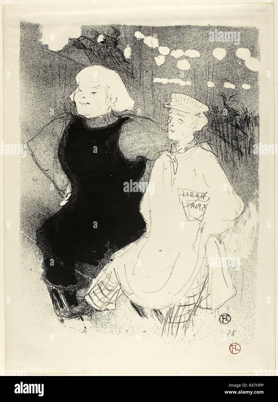 At the Moulin Rouge: the Franco-Russian Alliance. Henri de Toulouse-Lautrec; French, 1864-1901. Date: 1893. Dimensions: 344 × 250 mm (image); 380 × 280.5 mm (sheet). Lithograph on cream wove paper. Origin: France. Museum: The Chicago Art Institute. Stock Photo