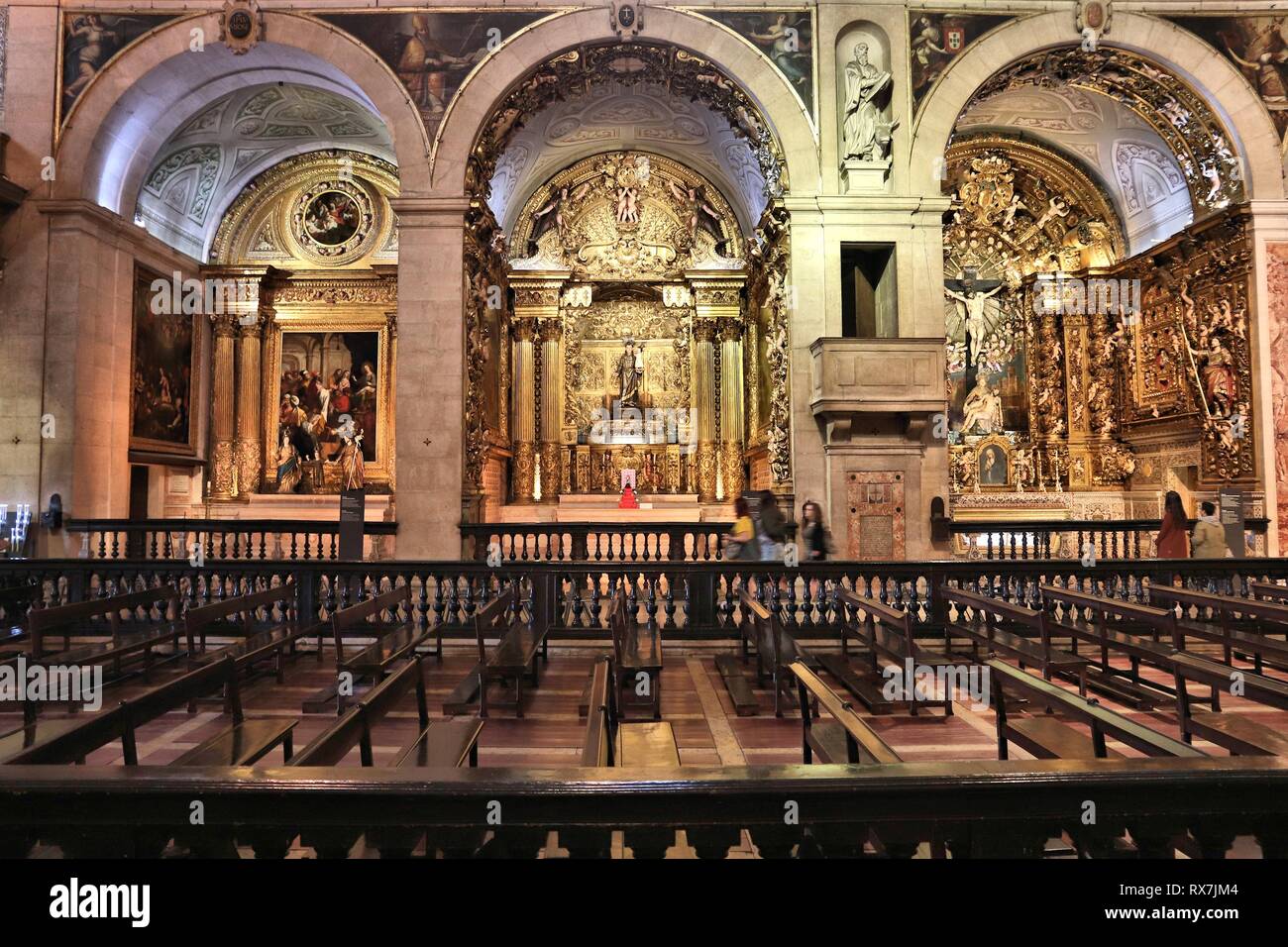 LISBON, PORTUGAL - JUNE 6, 2018: People visit Church of Saint Roch (Igreja de Sao Roque) in Lisbon, Portugal. It is the earliest Jesuit church of Port Stock Photo