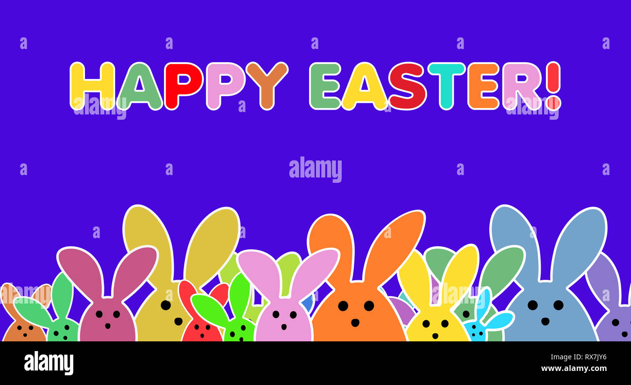Easter Bunnies as illustration on Lilac Background with. Easter Rabbits